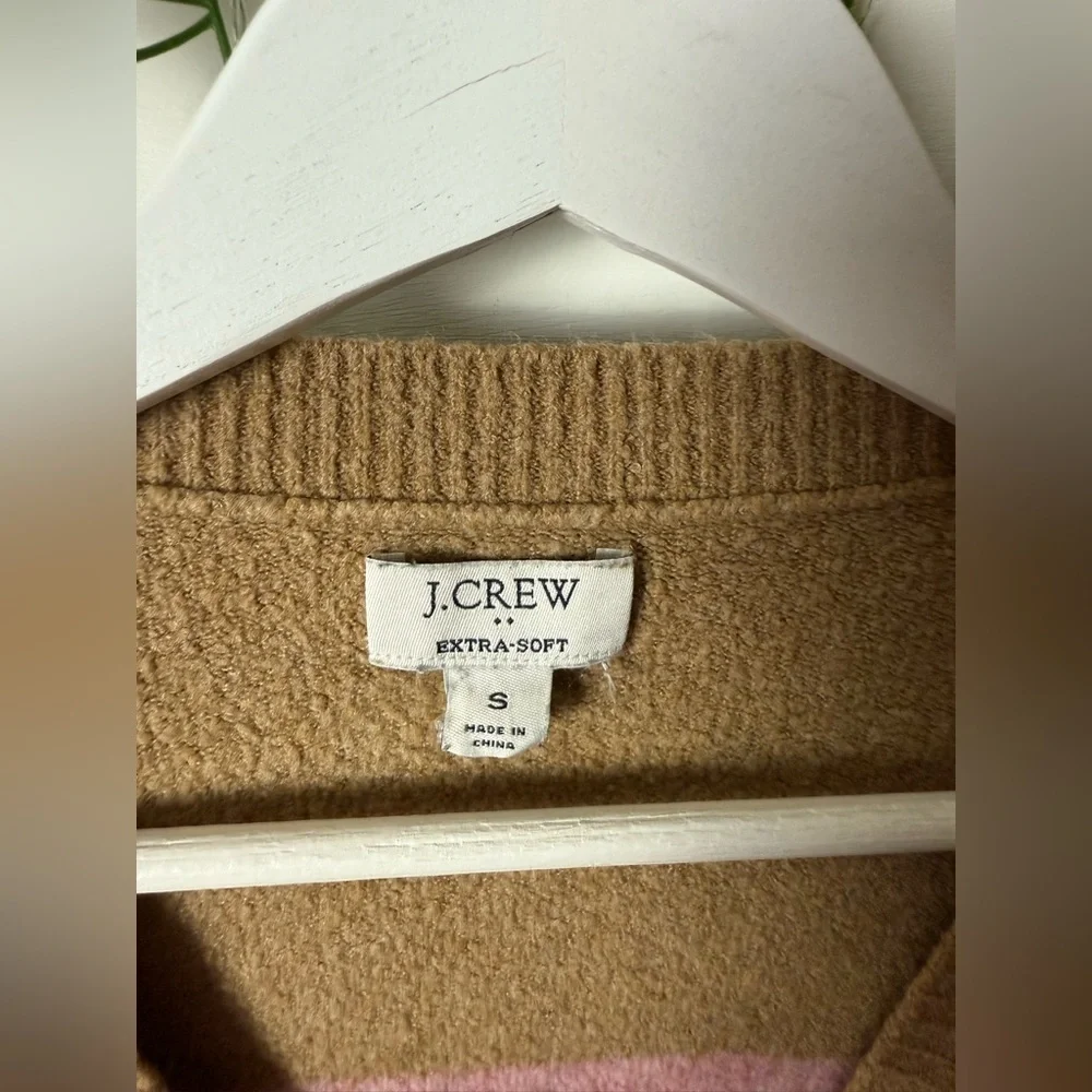 J. Crew Pink and White Crew Neck Sweater